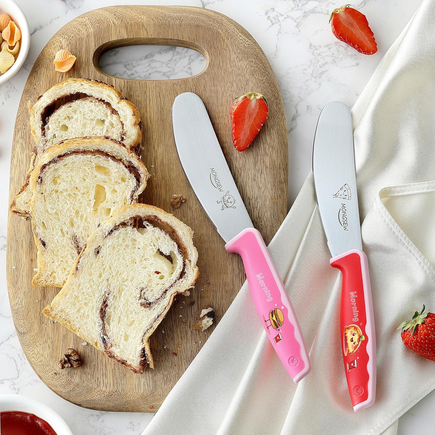 2PCS Butter Knife Spreader, 4.7 Inch Stainless Steel Sandwich Butter Spreader Knife for Food with Serrated Edge , Great for Butter, Cheese, Sandwhich Peanut, Jam, Dishwasher Safe (Stylish Pattern)