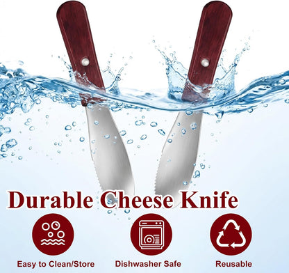 3 Pcs Stainless Steel Butter Spreader, Cheese Spreader Knife | Straight Edge Wide Butter Knife Spreader with Wood Handle Kitchen Tools for Sandwich Cream Condiments