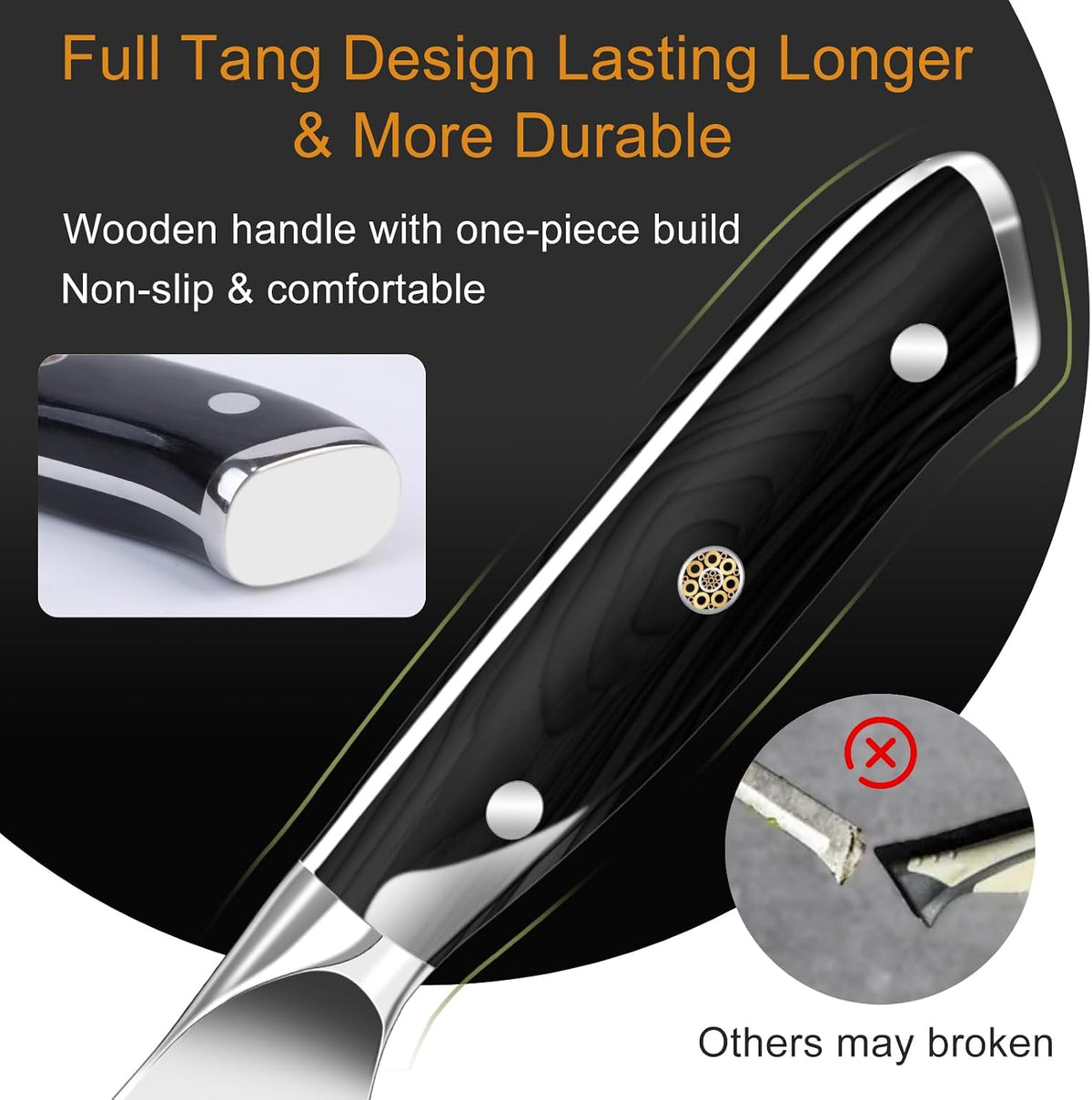 2 Pack Kitchen Knives Set, 8" Chef Knife & 6" Boning Knife, High Carbon Stainless Steel Blade with Wooden Handle, Professional Japanese Sharp Knives for Meat Cutting, Carving, Fish Fillet