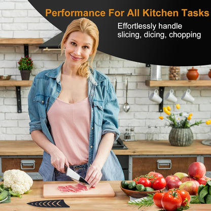 2 Pack Kitchen Knives Set, 8" Chef Knife & 6" Boning Knife, High Carbon Stainless Steel Blade with Wooden Handle, Professional Japanese Sharp Knives for Meat Cutting, Carving, Fish Fillet