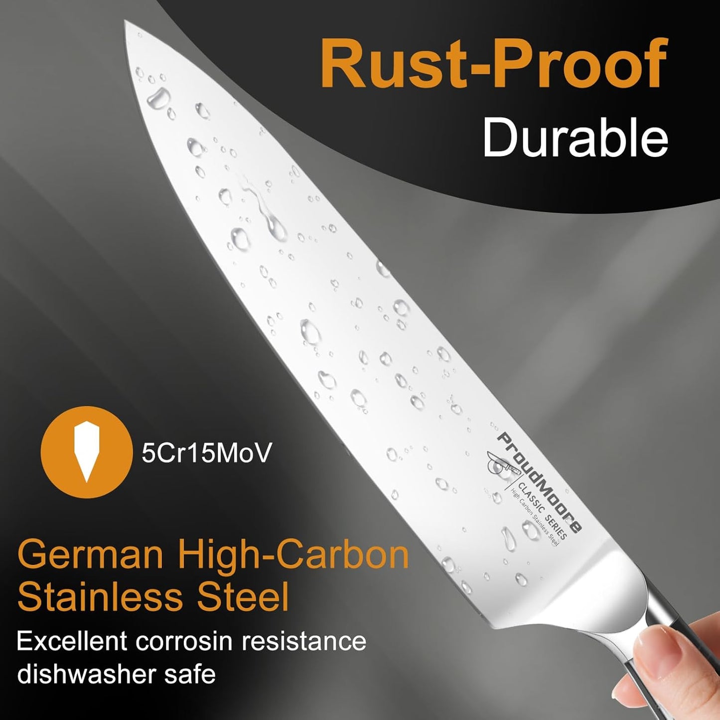 2 Pack Kitchen Knives Set, 8" Chef Knife & 6" Boning Knife, High Carbon Stainless Steel Blade with Wooden Handle, Professional Japanese Sharp Knives for Meat Cutting, Carving, Fish Fillet