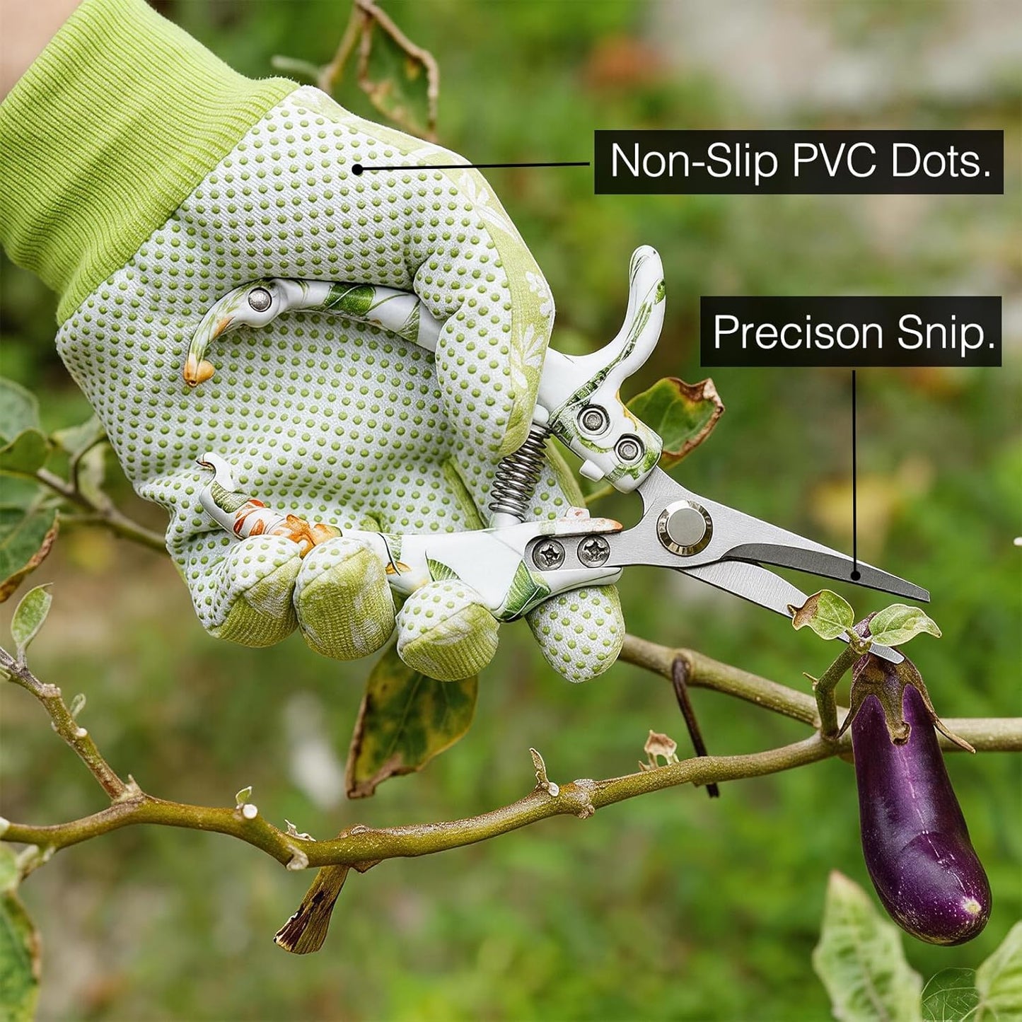 Pruning Shears for Gardening 2-Pack – 6.7" SK5 Bypass Pruner & 7.2" Straight Snips with Non-Slip Gloves – Lightweight Floral Garden Clipper for Women, Rose Trimmer & Plant Scissors Gift Set