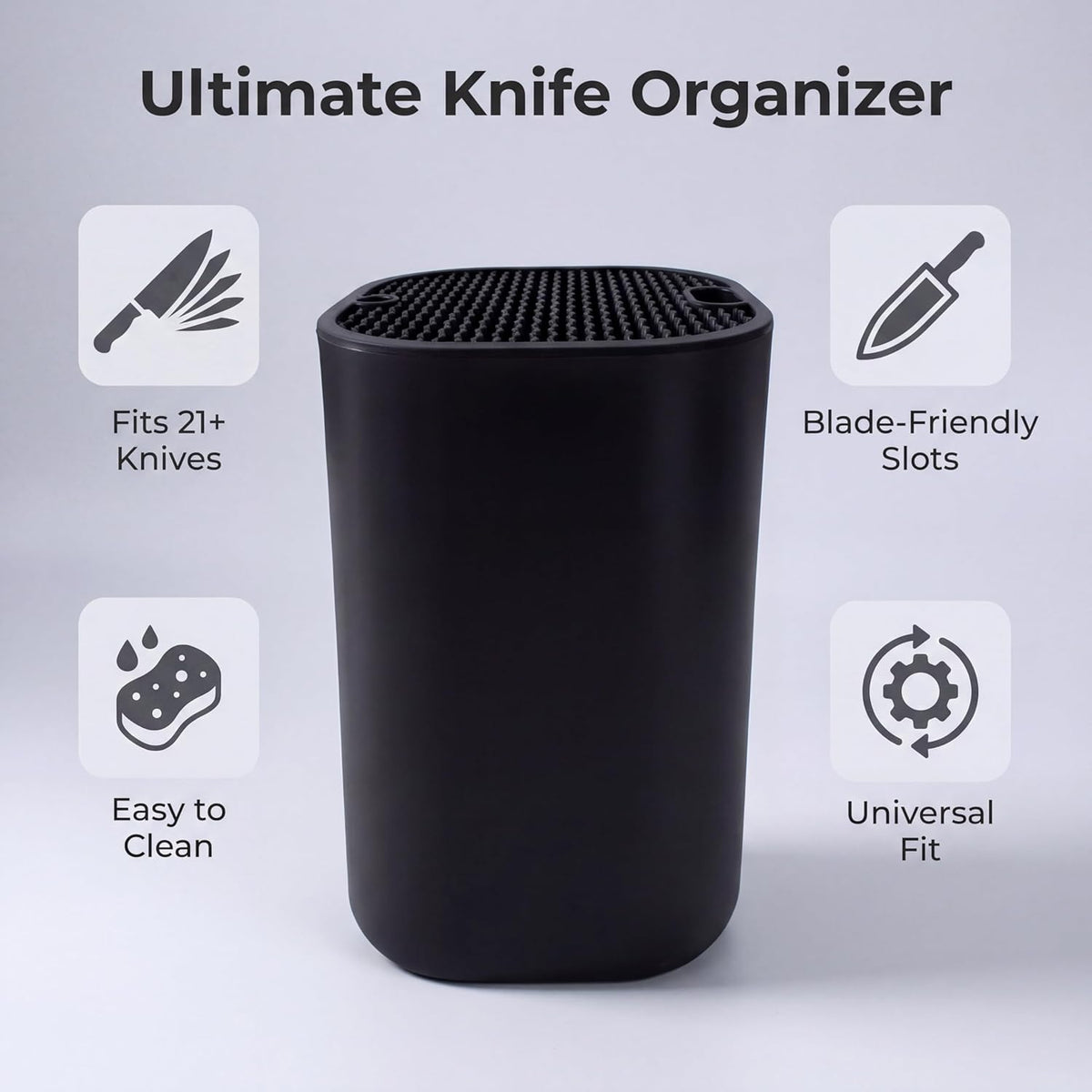 Universal Large Knife Block without Knives，Kitchen Knife Holder | Countertop Knife Organizer, Space Saving Universal Storage Stand for Home Kitchen Countertop Use