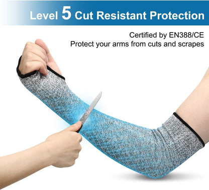2 Pairs Arm Protection Sleeves Level 5 Cut Resistant, Forearm Protectors for Thin Skin and Bruising Men Women