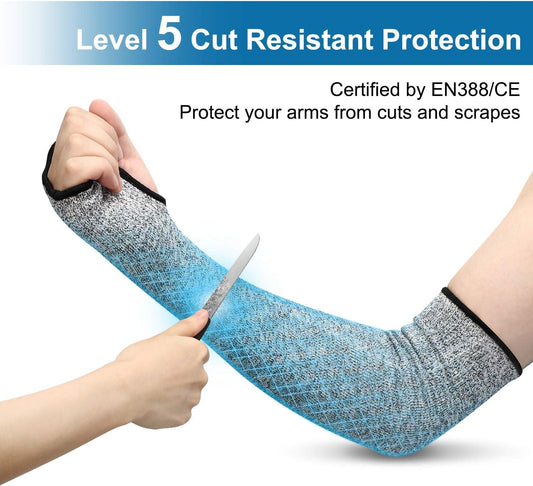 2 Pairs Arm Protection Sleeves Level 5 Cut Resistant, Forearm Protectors for Thin Skin and Bruising Men Women
