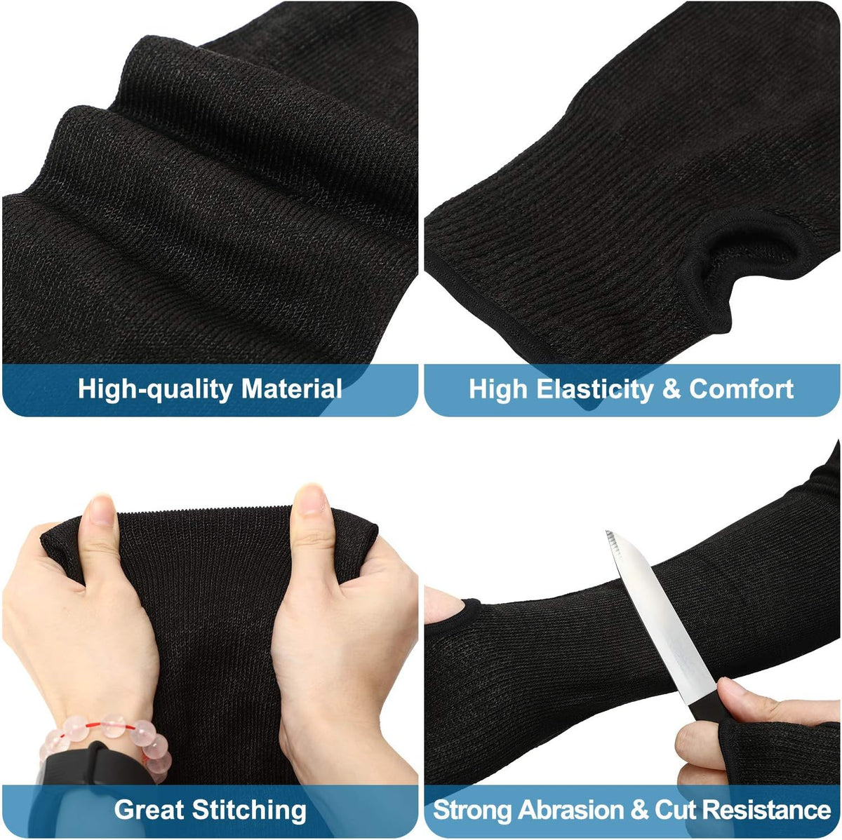 2 Pairs Arm Protection Sleeves Level 5 Cut Resistant, Forearm Protectors for Thin Skin and Bruising Men Women