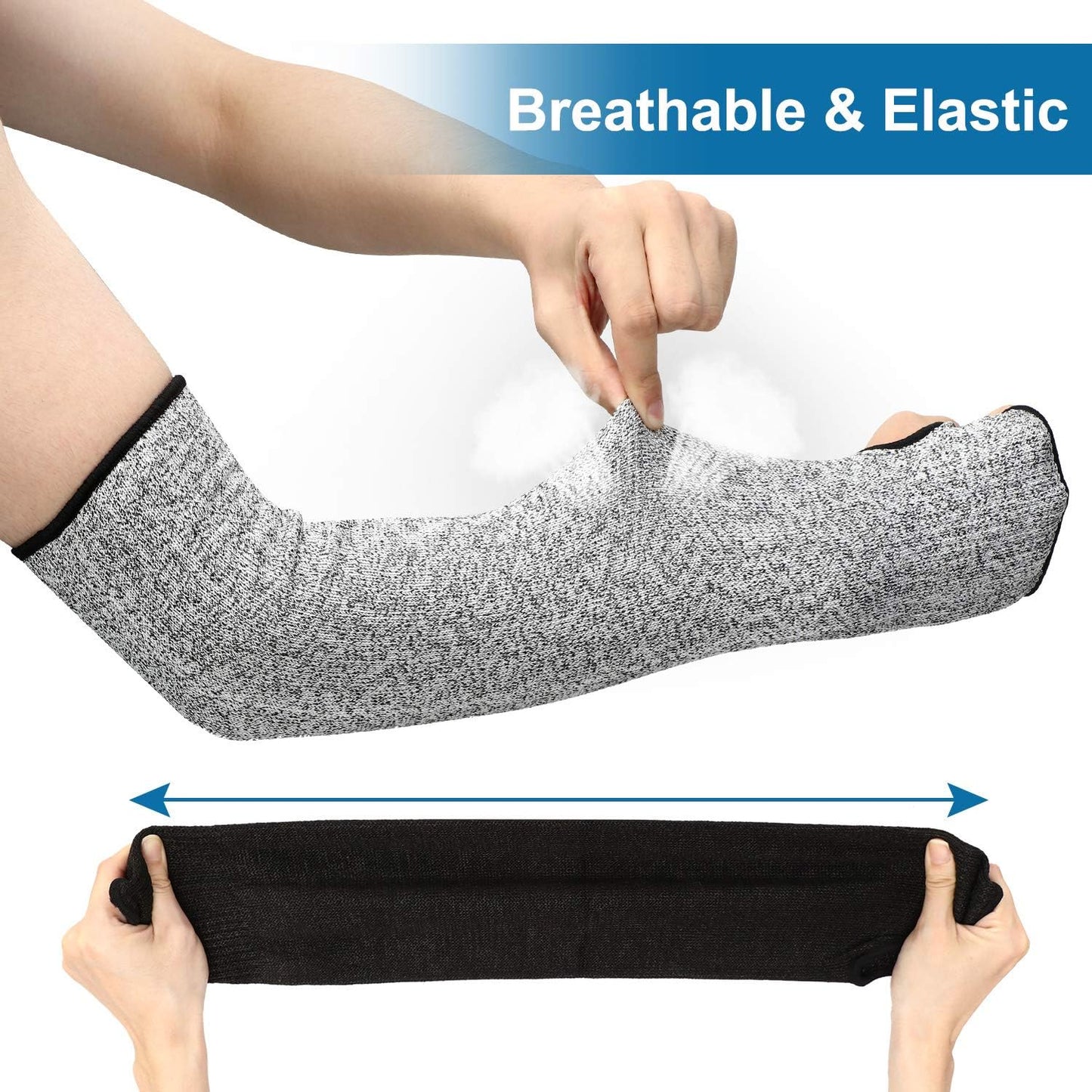 2 Pairs Arm Protection Sleeves Level 5 Cut Resistant, Forearm Protectors for Thin Skin and Bruising Men Women