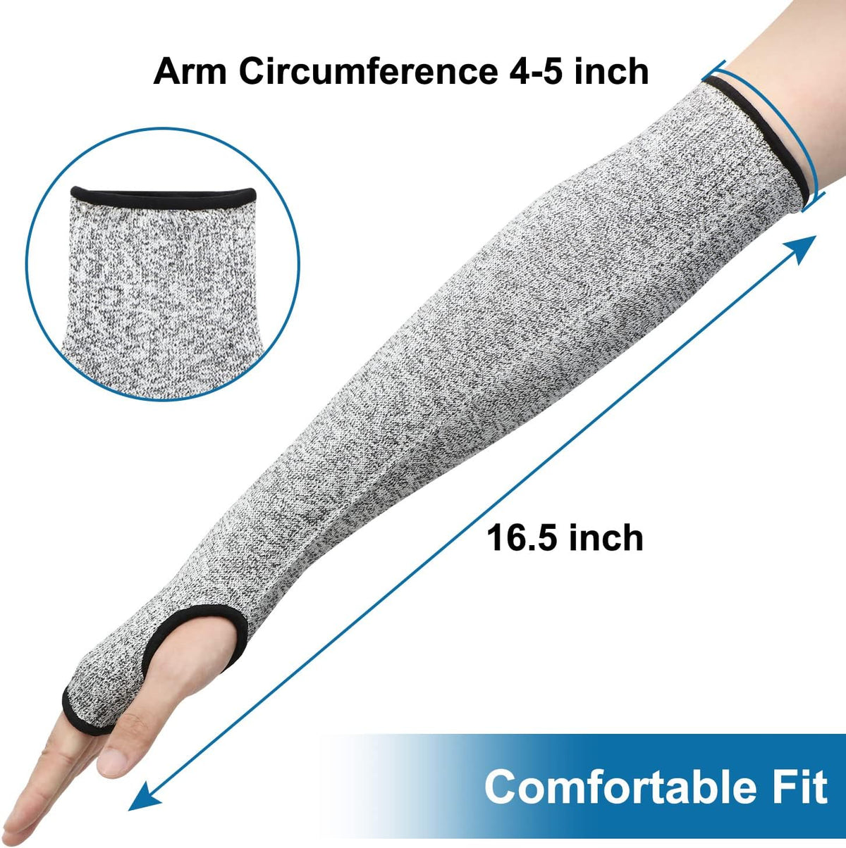 2 Pairs Arm Protection Sleeves Level 5 Cut Resistant, Forearm Protectors for Thin Skin and Bruising Men Women