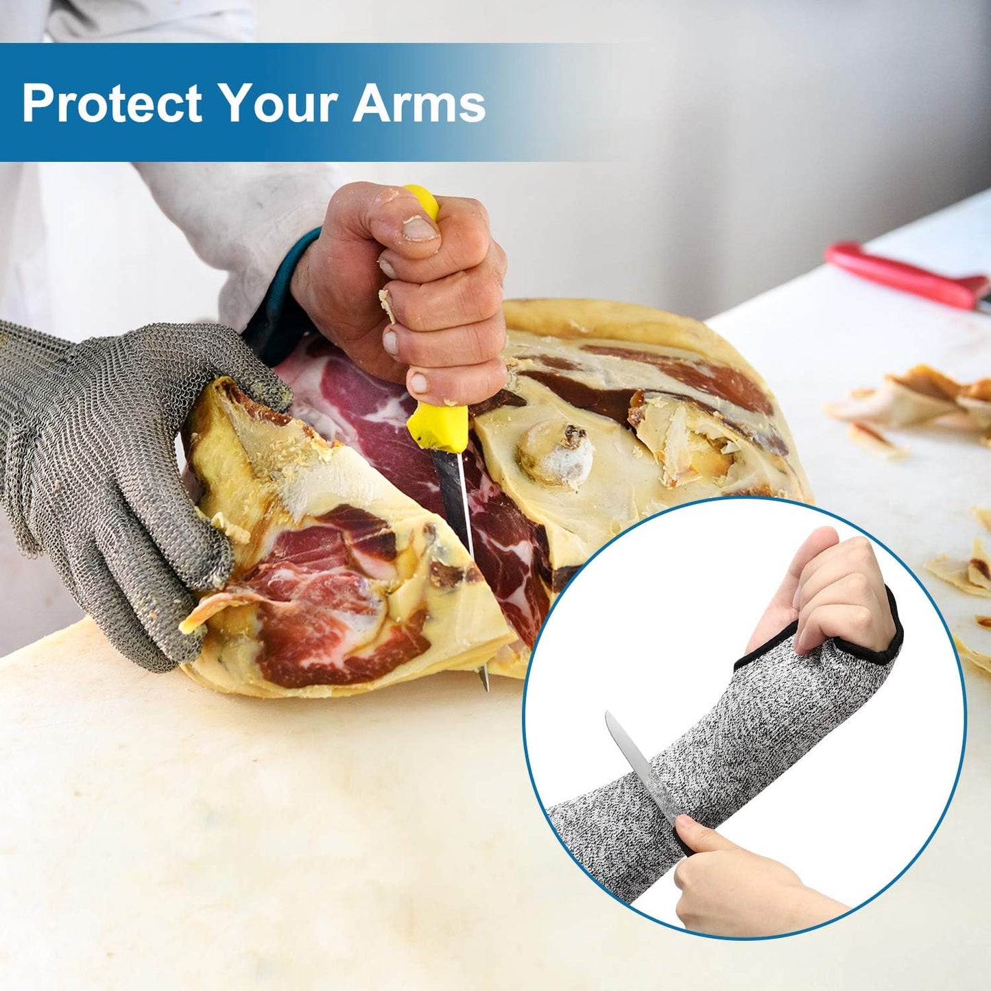 2 Pairs Arm Protection Sleeves Level 5 Cut Resistant, Forearm Protectors for Thin Skin and Bruising Men Women