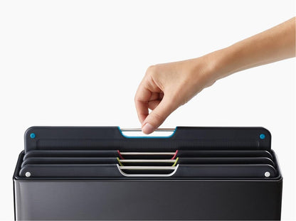 Folio 4-Piece Colour coded Cutting Board Set, Stainless Steel Slimline case for organized Kitchen storage, Rose Gold