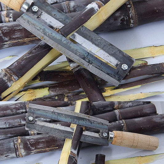 Sugarcane & Pineapple Peeling Knife - Sugar Cane Peeler - High Carbon Steel - Non-slip Wooden Handle