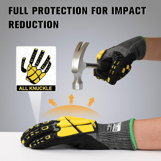Safety Work Gloves Men Women, ANSI A6 Cut Resistant Gloves | for Men Women Nitrile Coated Heavy Duty Safety Work Glove
