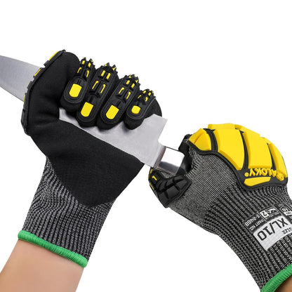 Safety Work Gloves Men Women, ANSI A6 Cut Resistant Gloves | for Men Women Nitrile Coated Heavy Duty Safety Work Glove