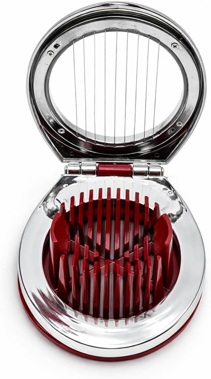 Egg Slicer & Cutter for Hard Boiled Eggs – 2-Way Multipurpose Stainless Steel Slicer for Fruits & Vegetables – Includes Cleaning Brush