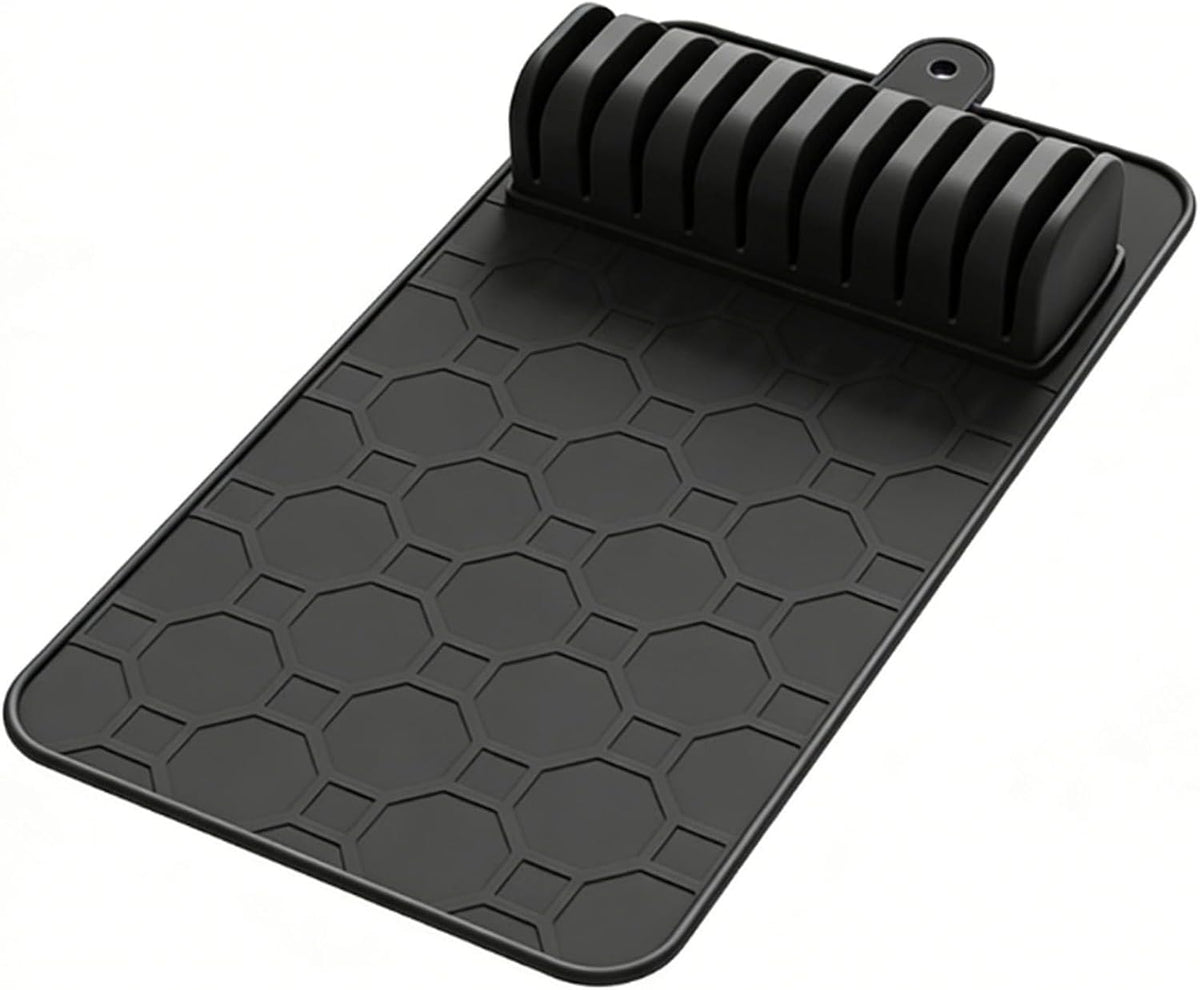 Luqeeg Cleaver Drawer Organizer 10 Slots Detachable Knife Holder Dishwasher Safe Detachable Drawer Organizer Design with Soft Grip Lining for Kitchen Cutlery Cleaver Storage (Black)