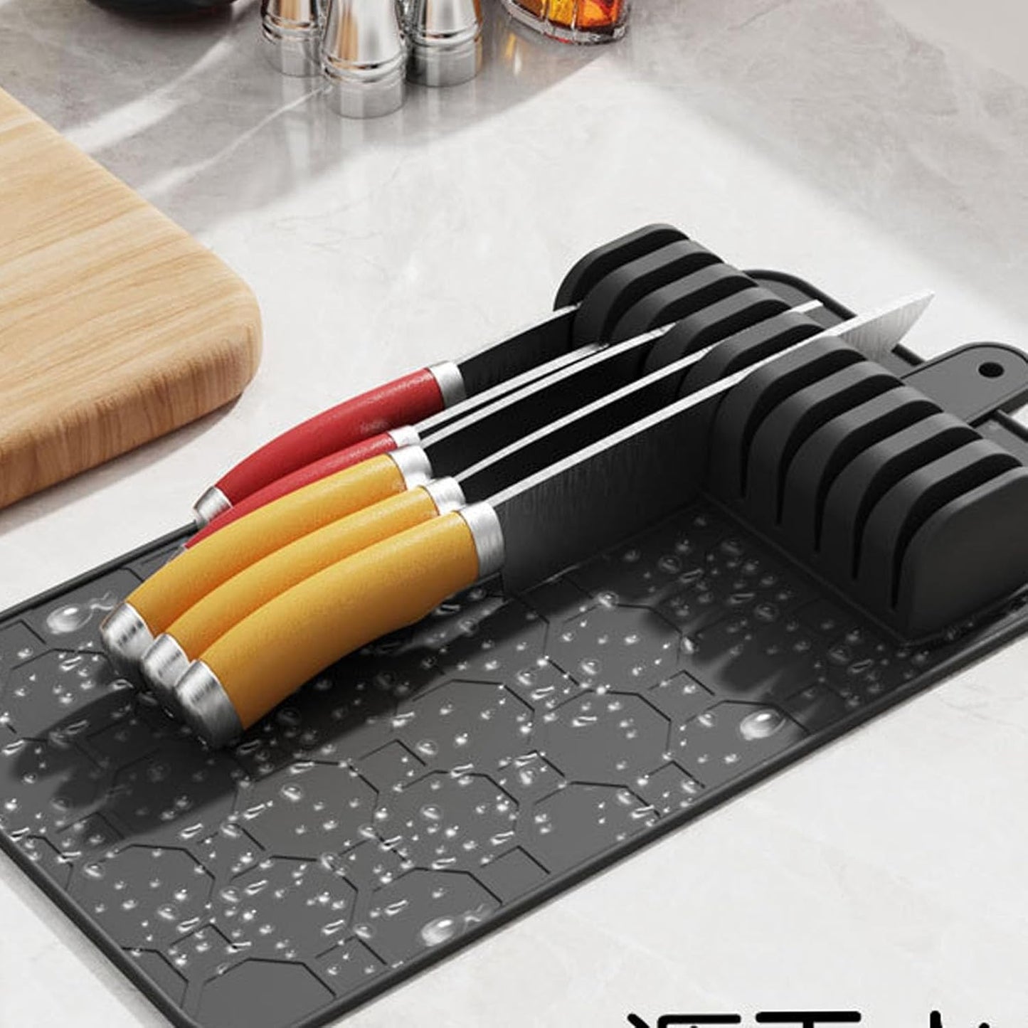 Luqeeg Cleaver Drawer Organizer 10 Slots Detachable Knife Holder Dishwasher Safe Detachable Drawer Organizer Design with Soft Grip Lining for Kitchen Cutlery Cleaver Storage (Black)