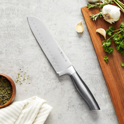 Modernist Razor-Sharp Hollow Edge Santoku Knife 7 inch, German Engineered Informed by 100+ Years of Mastery