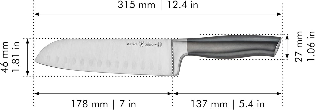 Modernist Razor-Sharp Hollow Edge Santoku Knife 7 inch, German Engineered Informed by 100+ Years of Mastery