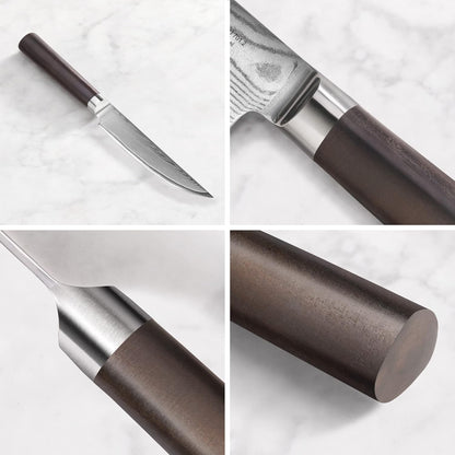 Cangshan HAKU Series 4-Piece Fine-Edge Steak Knife Set with Walnut Box, Forged X-7 Damascus Steel, 501141