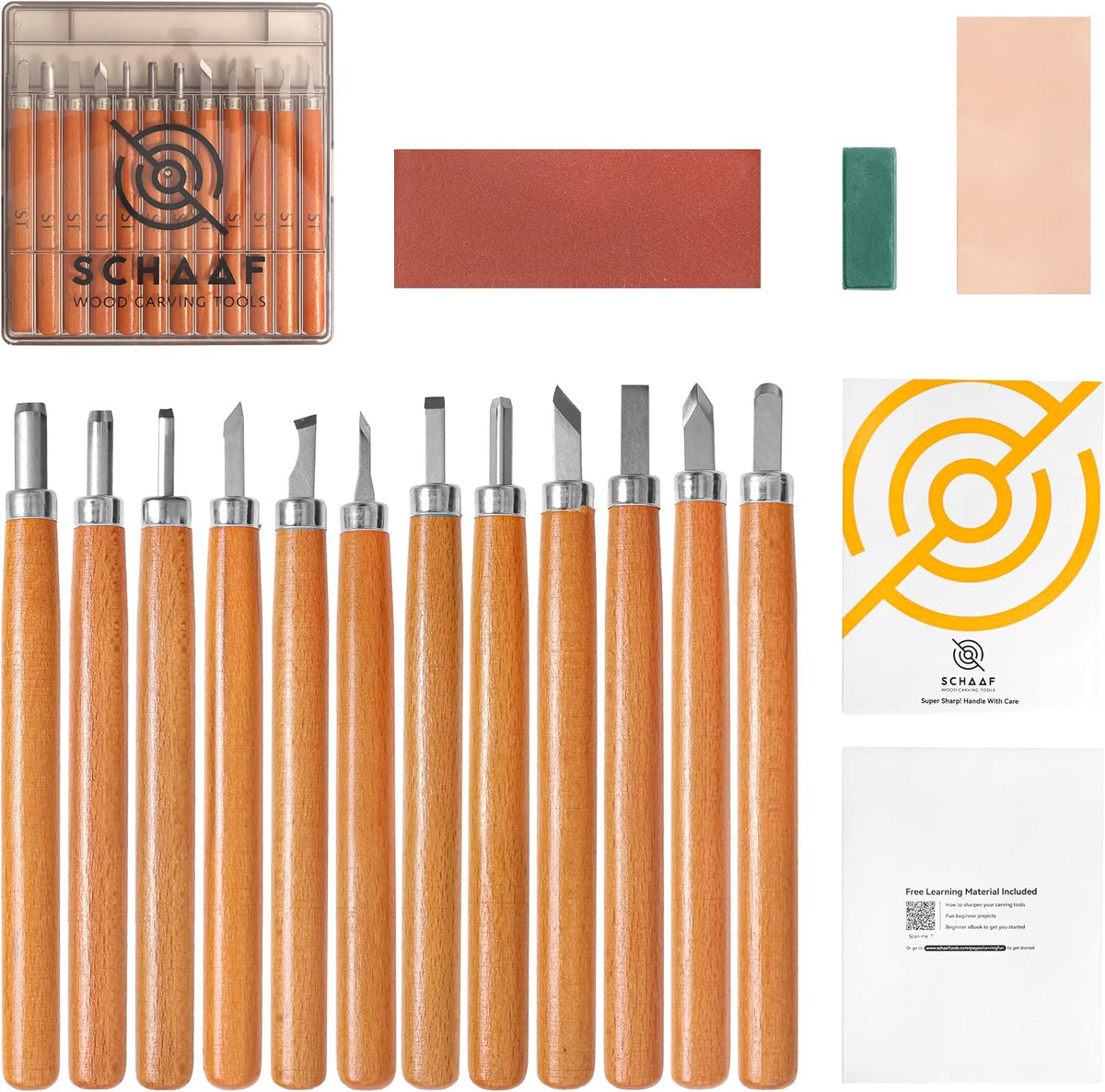 Wood Carving Kit, 12-pc mini chisel set, large handles