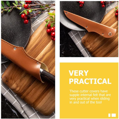 Portable Cutter Covers 5Pcs Pu Knife Sheaths for Meat Cutting Set Wear-Resistant Universal Protector Sleeves for Fillet and Boning Knives Household and Outdoor Kitchen Gadget Fits 5 Inch Blades