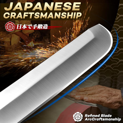 Japanese Tanto Knife - Fixed Blade, Rosewood Grip, Leather Sheath | 5mm Thick Full Tang Blade, Japan Hand Forged Carbon Steel, for Outdoor Camping Hiking Bushcraft, Men Gift