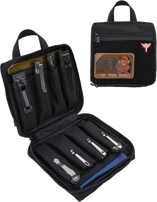 VE41 EDC Knife Pouch with 11 Compartments, Pocket Knife Holder for Men, Tool Organizer Pouch for Folding Knives Flashlights Multitools