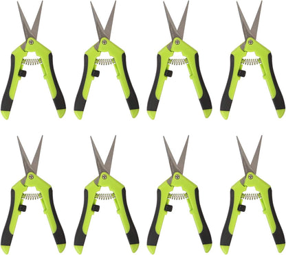 8 Pack 6.5 Inch Bud Trimming Scissors, Professional Stainless Steel Gardening Hand Pruners Micro-Tip Pruning Snips with Straight Blades for Trimming Garden Herb Plants Flowers