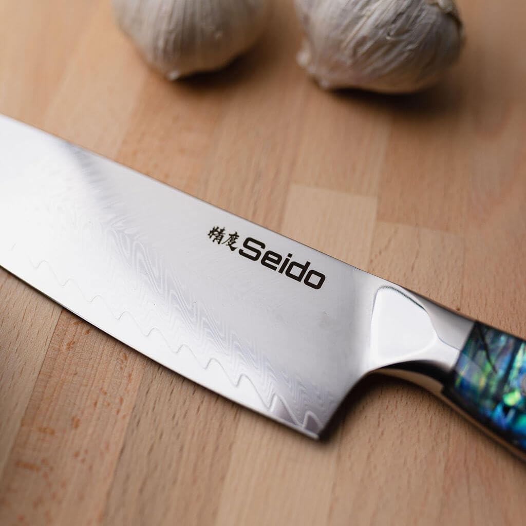 Awabi 8 Inch VG10 Damascus Gyuto Knife, Abalone Handle