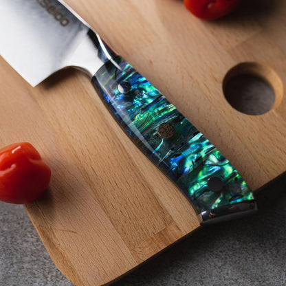 Awabi 8 Inch VG10 Damascus Gyuto Knife, Abalone Handle