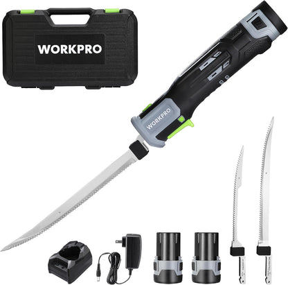 12V Cordless Electric Fillet Knife, 8" & 10" Sharp Blades | Non-Slip Grip Handle, Safety Lock, 2 Rechargeable Batteries, Quick Battery Charger & Carry Case for Fishing and Filleting