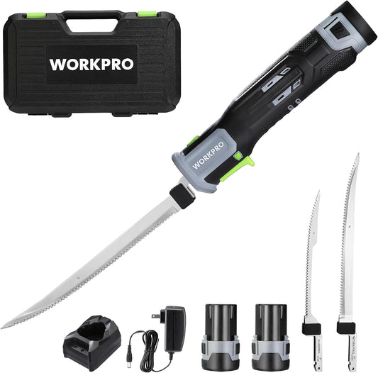 12V Cordless Electric Fillet Knife, 8" & 10" Sharp Blades | Non-Slip Grip Handle, Safety Lock, 2 Rechargeable Batteries, Quick Battery Charger & Carry Case for Fishing and Filleting