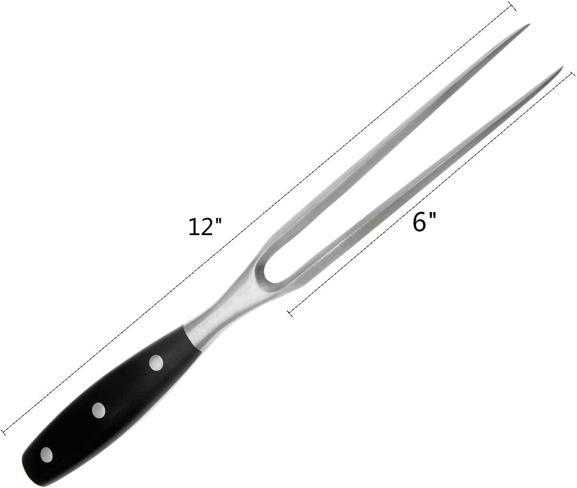 Carving Fork, Meat Fork, 12 Inch Cooking Fork, Stainless Steel BBQ Fork, Long Metal Chef Pro Kitchen Forks for Barbecue, Serving, Cooking, Grilling, Roasting