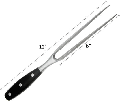 Carving Fork, Meat Fork, 12 Inch Cooking Fork, Stainless Steel BBQ Fork, Long Metal Chef Pro Kitchen Forks for Barbecue, Serving, Cooking, Grilling, Roasting