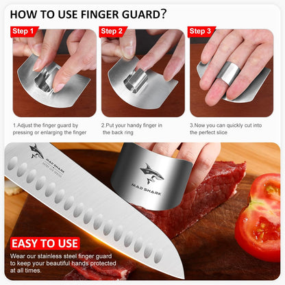 2pcs Chef Finger Guards for Cutting aid, Stainless Steel Protectors for Cutting, Avoid Hurting, Slicing and Chopping Kitchen Tools
