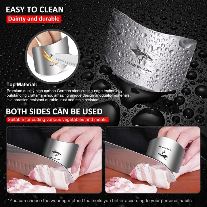 2pcs Chef Finger Guards for Cutting aid, Stainless Steel Protectors for Cutting, Avoid Hurting, Slicing and Chopping Kitchen Tools