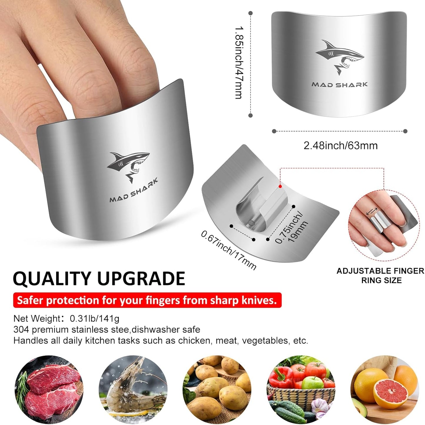 2pcs Chef Finger Guards for Cutting aid, Stainless Steel Protectors for Cutting, Avoid Hurting, Slicing and Chopping Kitchen Tools