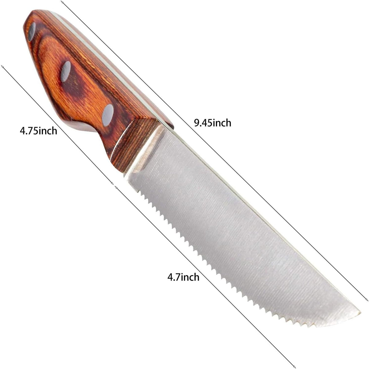 Steak Knives Set of 8, Serrated German Steel, Pakkawood Handles