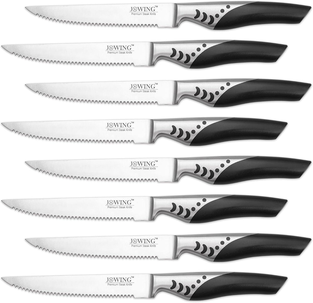 Steak Knives Set of 8, Serrated German Steel, Pakkawood Handles