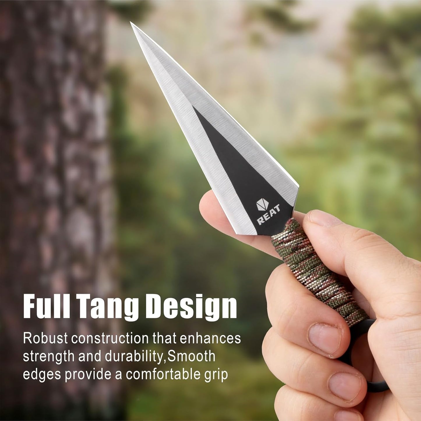 REAT Throwing Knives - 12 Piece,6.5" 440 Stainless Steel with Cord-Wrapped Handle, Includes Nylon Carrying Case for Safe Storage,Ninja Kunai Knife for Competition, Training, Recreation,Gifts for Men,Women