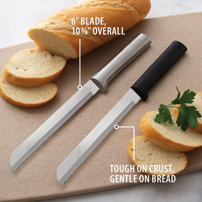 6" Bread Knife (R136), Silver Handle | Stainless Steel Serrated Blade, Silver Cast Aluminum Handle