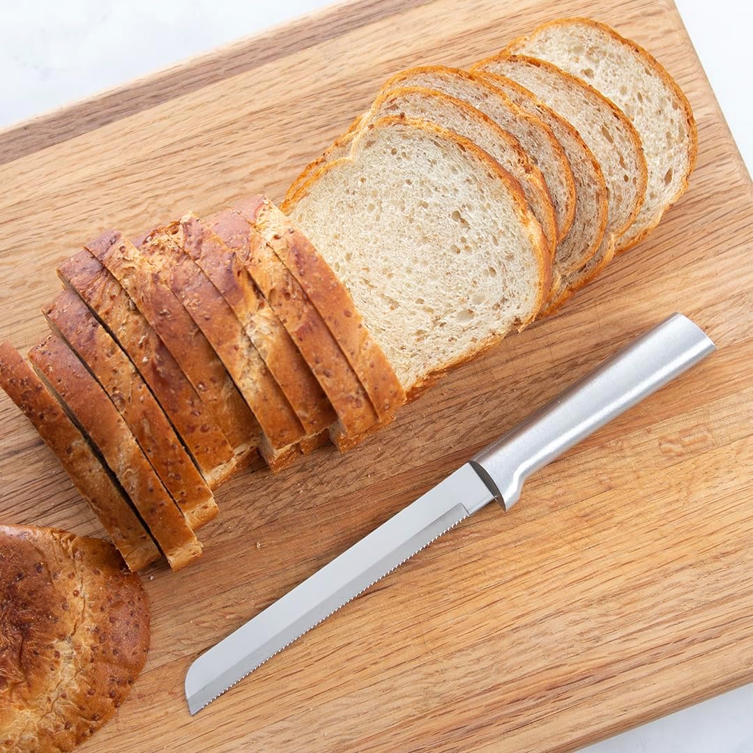 6" Bread Knife (R136), Silver Handle | Stainless Steel Serrated Blade, Silver Cast Aluminum Handle