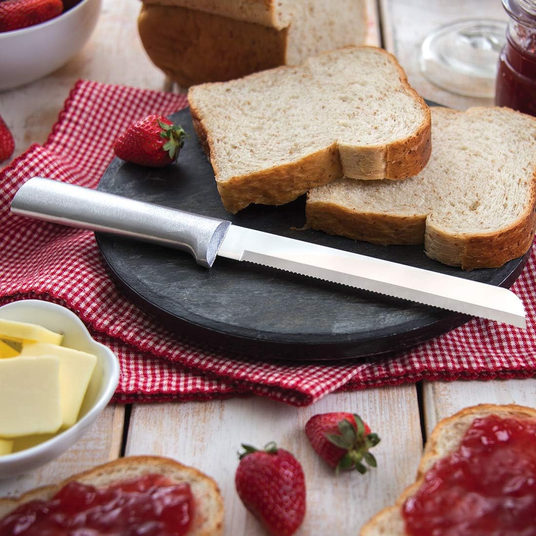 6" Bread Knife (R136), Silver Handle | Stainless Steel Serrated Blade, Silver Cast Aluminum Handle