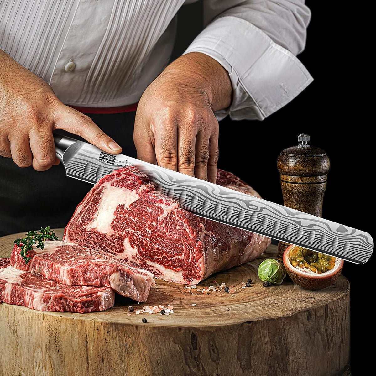 12 Inch Slicing Kinfe, Razor Sharp Brisket Knife, Pakkawood Handle