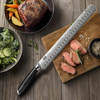 12 Inch Slicing Kinfe, Razor Sharp Brisket Knife, Pakkawood Handle