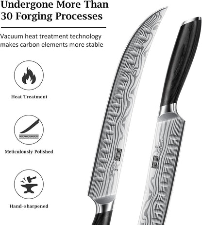 12 Inch Slicing Kinfe, Razor Sharp Brisket Knife, Pakkawood Handle
