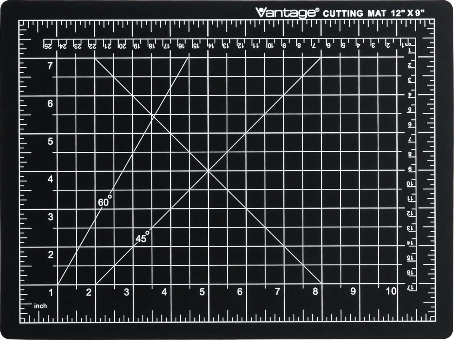 Vantage 10670 Premium Self-Healing Cutting Mat, 9"x12", 1/2" Grid, 5 Layers for Max Healing, Perfect for Crafts & Sewing, Black