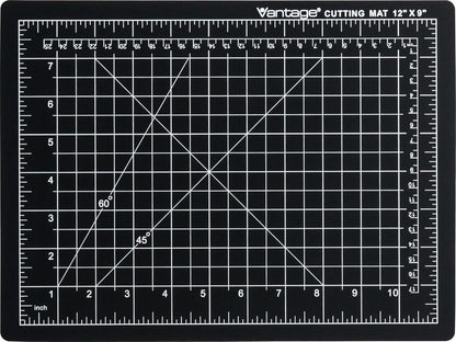 Vantage 10670 Premium Self-Healing Cutting Mat, 9"x12", 1/2" Grid, 5 Layers for Max Healing, Perfect for Crafts & Sewing, Black