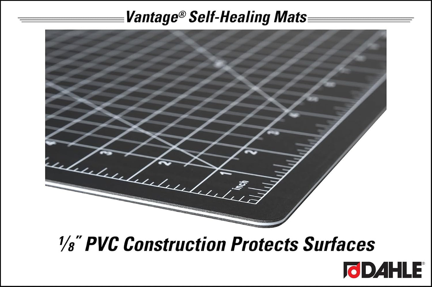 Vantage 10670 Premium Self-Healing Cutting Mat, 9"x12", 1/2" Grid, 5 Layers for Max Healing, Perfect for Crafts & Sewing, Black