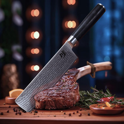 Nakiri Knife VG-10 Damascus Steel 67-Layer Japanese Vegetable Cleaver, Ultra Sharp 602 HRC Kitchen Knife with Black Pakka Wood Handle, Professional Chef Knife for Vegetables & Food Prep